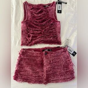 Jaded London two piece distressed denim set